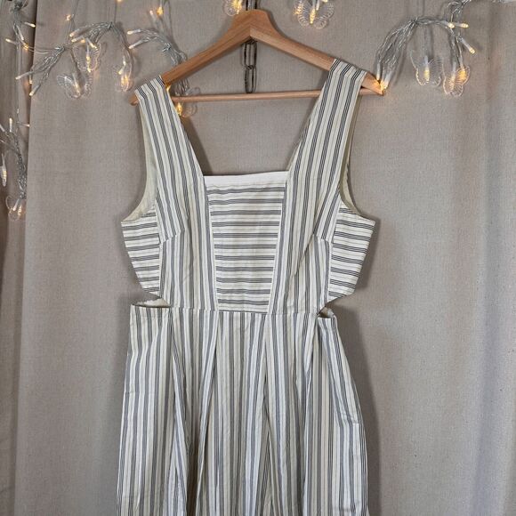 Madewell Cutout Striped Sundress Cream and Black Size 10 - Picture 4 of 15